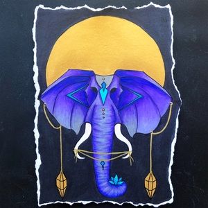 “Elephant Mystic” Moon Spirit Art Print 5” by 7”